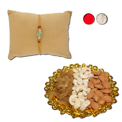 "Affinity Pearl Rakhi - JPJUN-23-053 (Single Rakhi), Dryfruit Thali - Code RD500 - Click here to View more details about this Product
